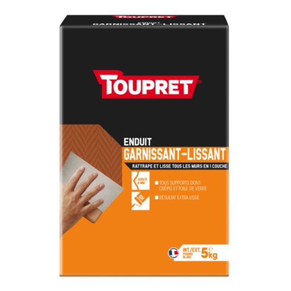 Enduit Garnissant-Lissant 2 en 1 poudre 5 kg blanc - TOUPRET
