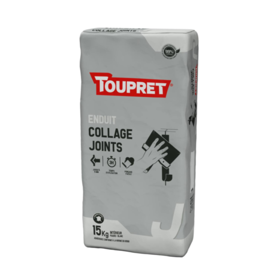 Enduit collage bande à joints poudre 3h blanc 15kg - TOUPRET