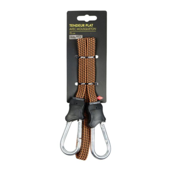 Tendeur plat 75cm avec mousqueton orange noir - COGEX
