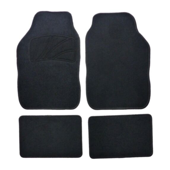 4 tapis moquette universels Sun noir, bordé gris - XLPT