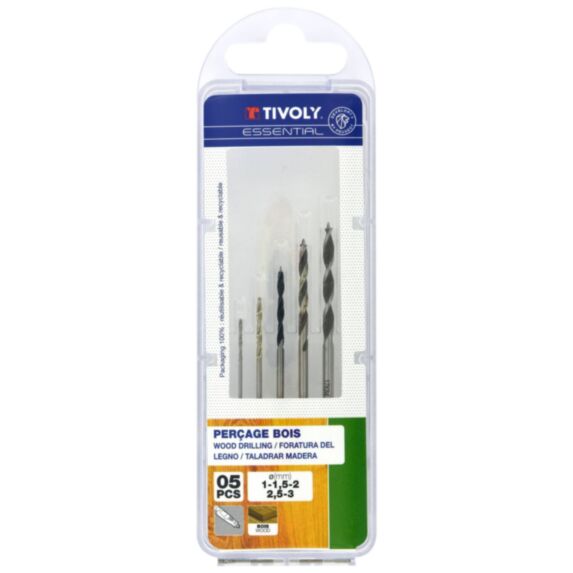 Coffret foret bois mini mèches 3 pointes - TIVOLY
