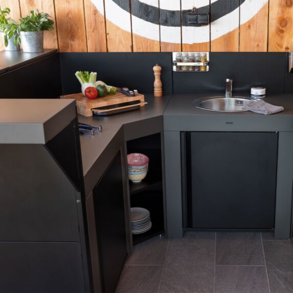 Meuble d'angle pour cuisine extérieure Modulo 80cm Gris Cargo - ENO