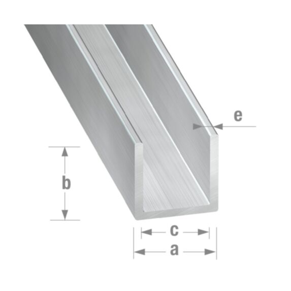 Profilé U alu brut 10 x 10 x 10 x 1 mm int.8 2m - CQFD