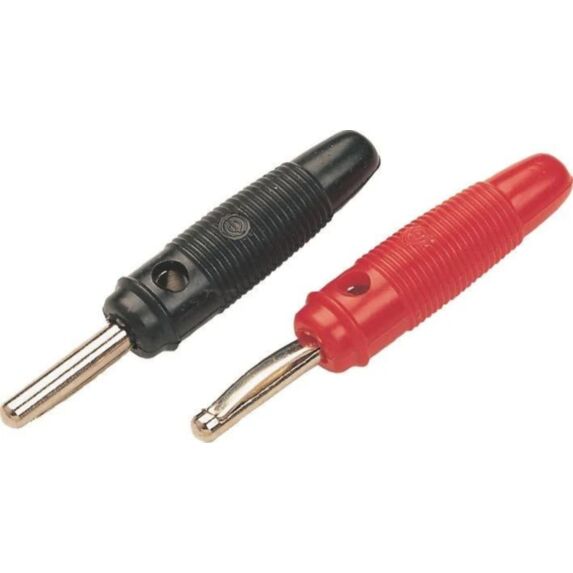 2 fiches banane mâle Ø4mm médiane rouge/noir - TIBELEC