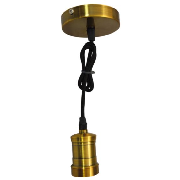 Suspension métal finition bronze fil tissu noir E27 - TIBELEC