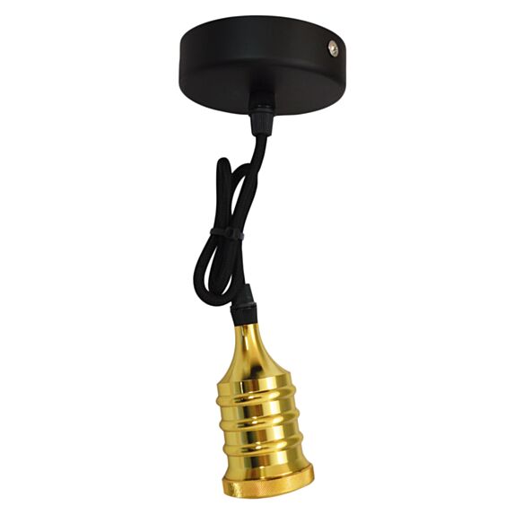 Suspension métal finition laiton fil tissu noir - TIBELEC
