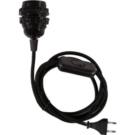 Kit cordon pré-équipé E27 fil tissu noir - TIBELEC