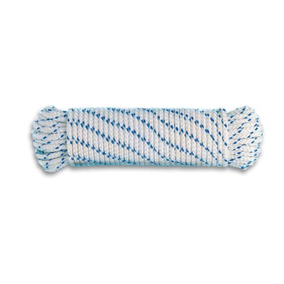 Corde tressée blanche fil bleu ∅ 8 mm L.7,5 m - CHAPUIS
