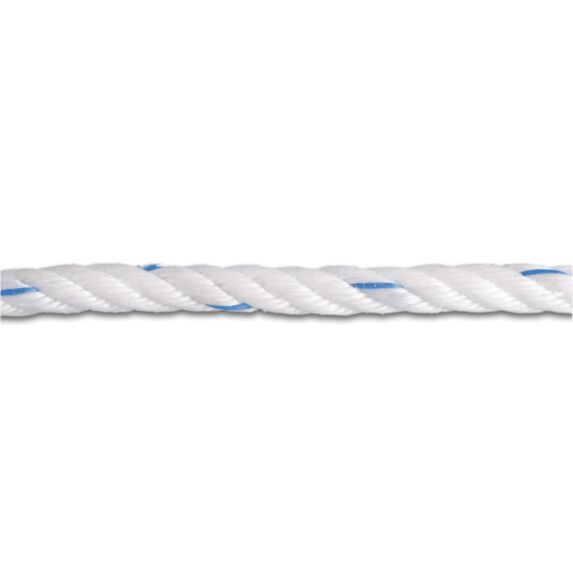Corde torsadée blanche fil bleu (vendu au mètre) - CHAPUIS