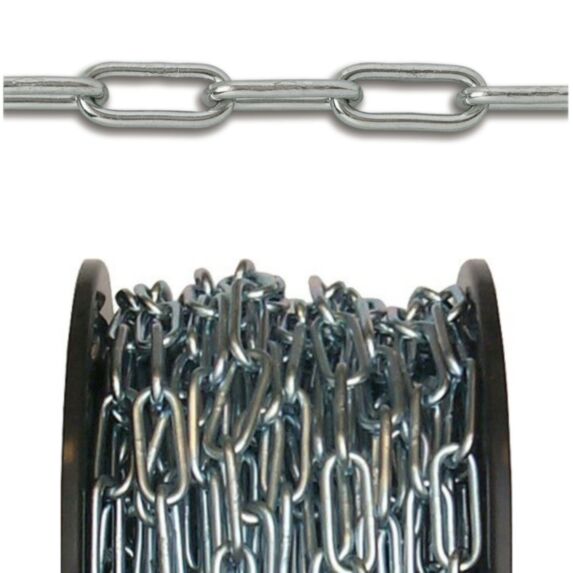 Chaîne droite soudée maille longue acier zingué Ø 4mm résist