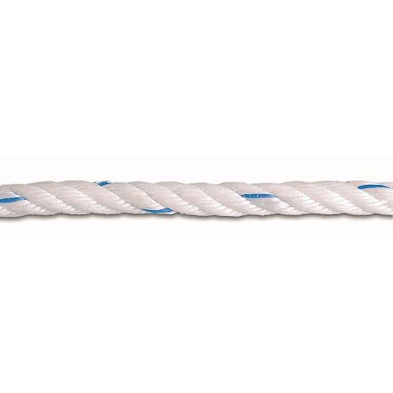 corde torsadée blanc fil bleu - CHAPUIS (vendu au mètre)