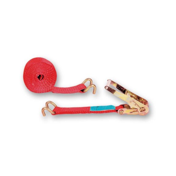 Sangle polyester rouge tendeur cliquet crochets ouverts 50mmx15m - CHAPUIS