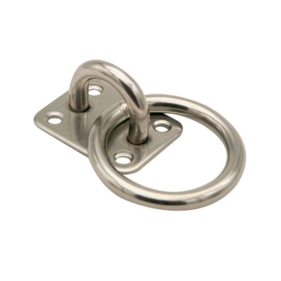 Platine carrée avec anneau acier inoxydable 39x40mm anneau Ø45mm fil 8mm - CHAPUIS