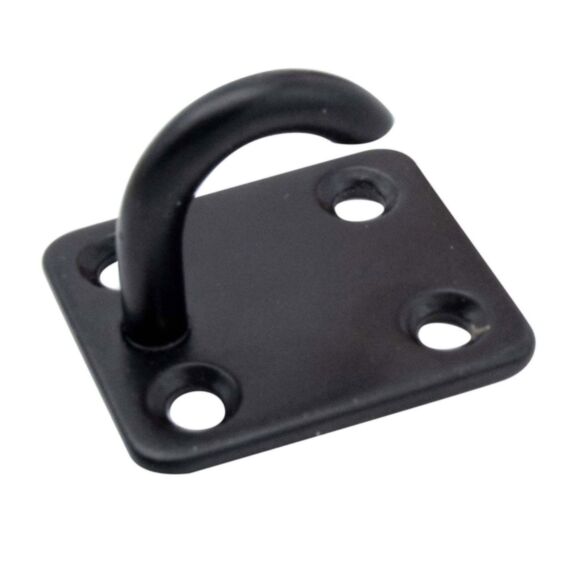 2 Platines Rectangulaires + Crochet Ouvert D6mm 40x50mm noir - CHAPUIS