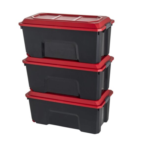 3 malles de rangement Polypropylène 76x39x34cm Rouge - SUNDIS