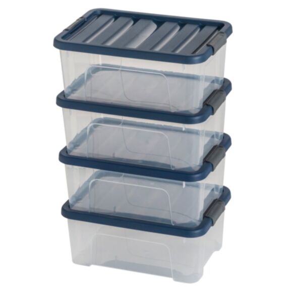 4 boîtes de rangement Wave Box couvercle bleu - SUNDIS