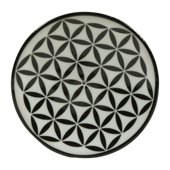 Porte encens Rond Blanc/noir Ø10cm - OSTARIA