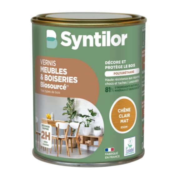 Vernis Meubles et Boiseries Biosourcé* Nature Protect® 0.25L chêne clair - SYNTILOR