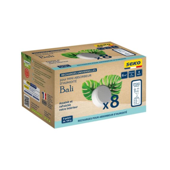 Lot de 8 recharges galets pour absorbeur d'humidité mini Bali - SEKO