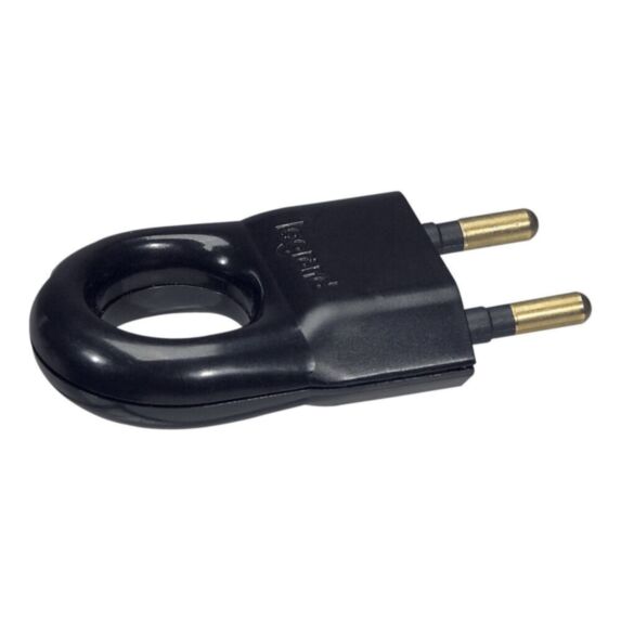 Fiche plastique 2P 6A avec anneau d'extraction noir - LEGRAND