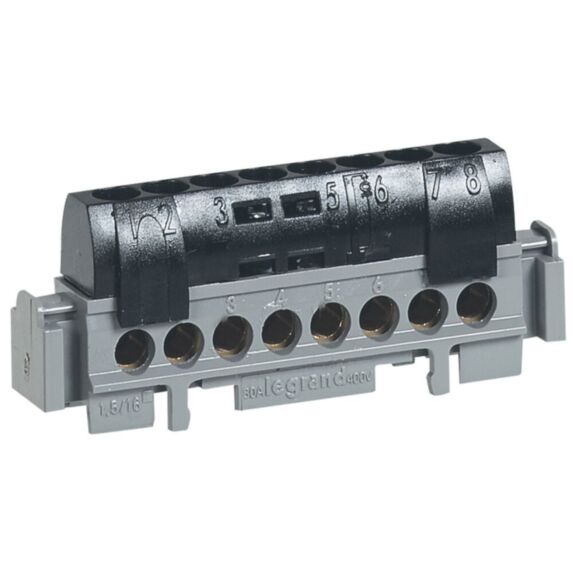 Bornier phase 8 connexions noir - LEGRAND