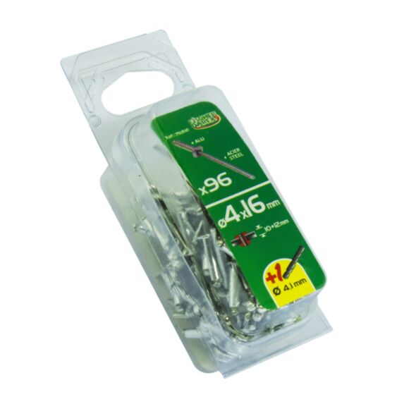 rivets aveugle 4x16 x96 pcs alu acier tête plate - FISCHER DAREX