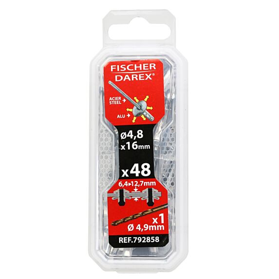 rivets aveugle 4.8x16 x48 pcs alu acier tête large - FISCHER DAREX