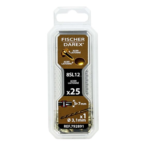 rivets tubulaires 8sl 12x25pcs acier laitone - FISCHER DAREX