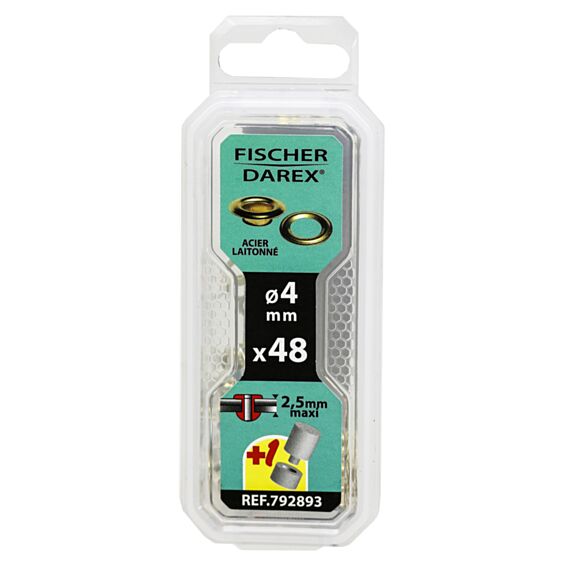 œillets 4mmx 48 pcs acier laitonné outils de pose - FISCHER DAREX