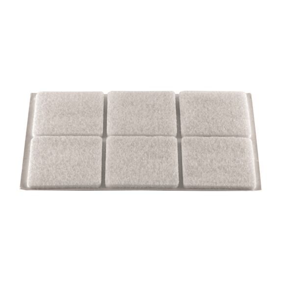 Patin carre adhesif feutre blanc 20x20x12