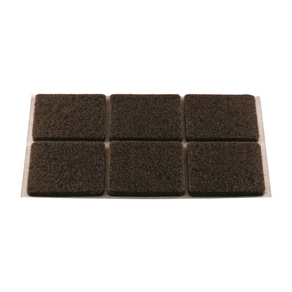 Patin carre adhesif feutre brun 20x20x12