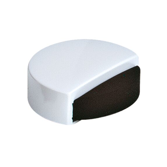 Butée de porte à coller au sol en plastique blanc et mousse noire - CIME