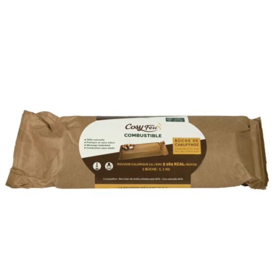 Bûche calorifique Cosy Feu 1100gr Naturelle - PYROFEU