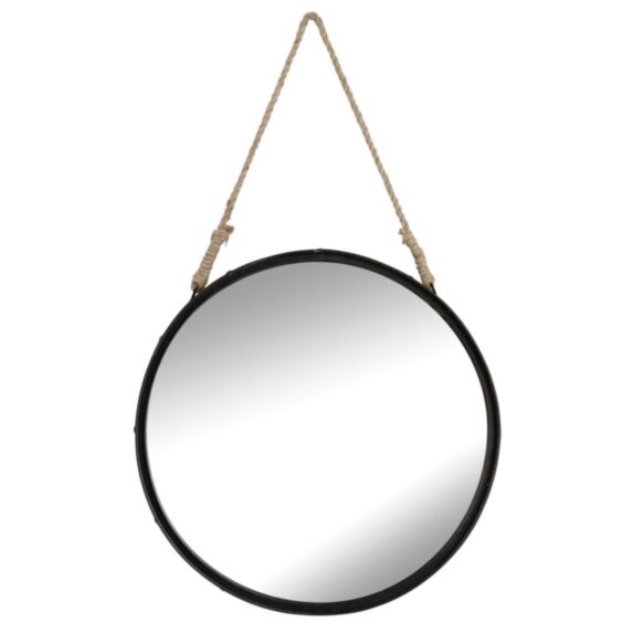 Miroir corde noir metal Ø50cm