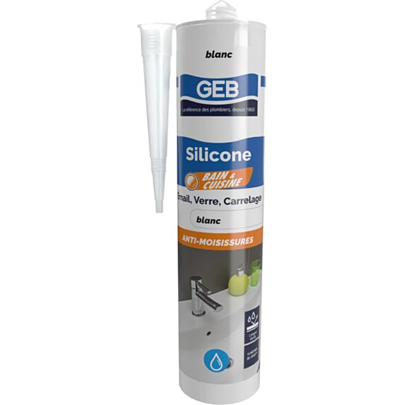 Mastic silicone Bain & Cuisine 310ml blanc - GEB