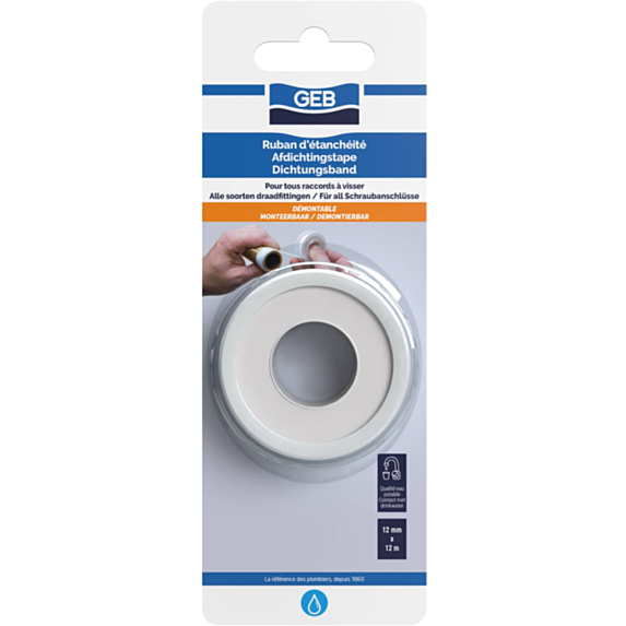 Ruban d'étanchéité standard 12 mm x 12 m x 0,075 mm - GEB