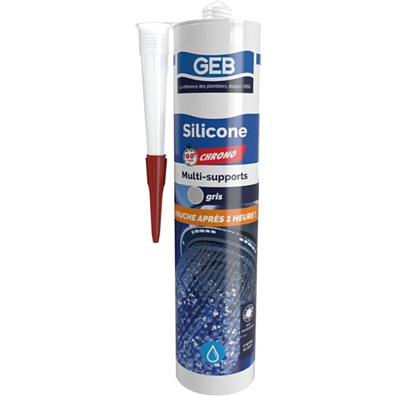 Mastic Silicone 60 Chrono multi-supports 280ml Gris - GEB