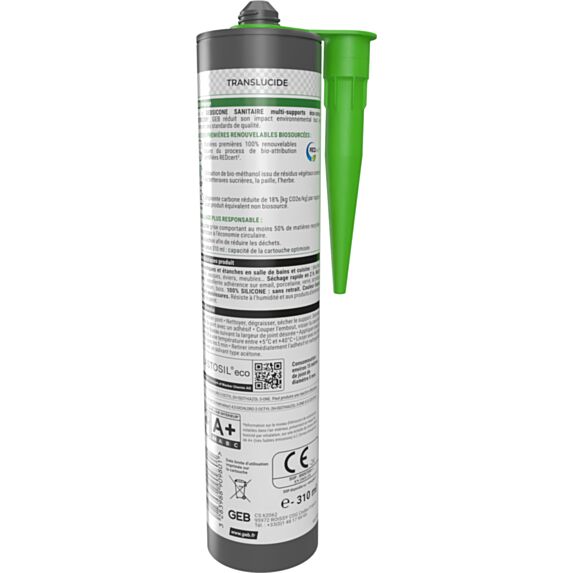 Mastic silicone acétique éco-conçu blanc 310ml - GEB