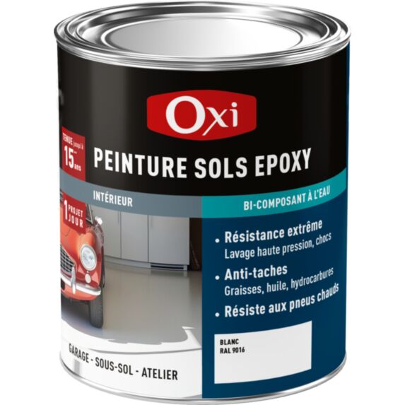 Peinture sol Epoxy  0,3L  blanc RAL 9016 - OXI