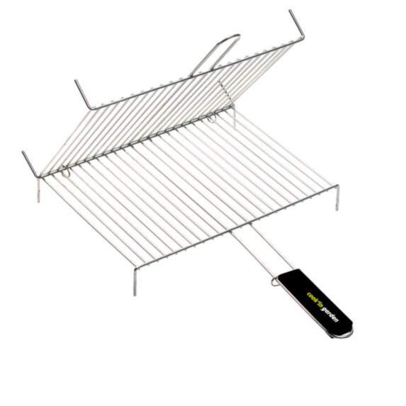 Grille barbecue double à pieds 40 x 30cm chromé- COOK'IN GARDEN