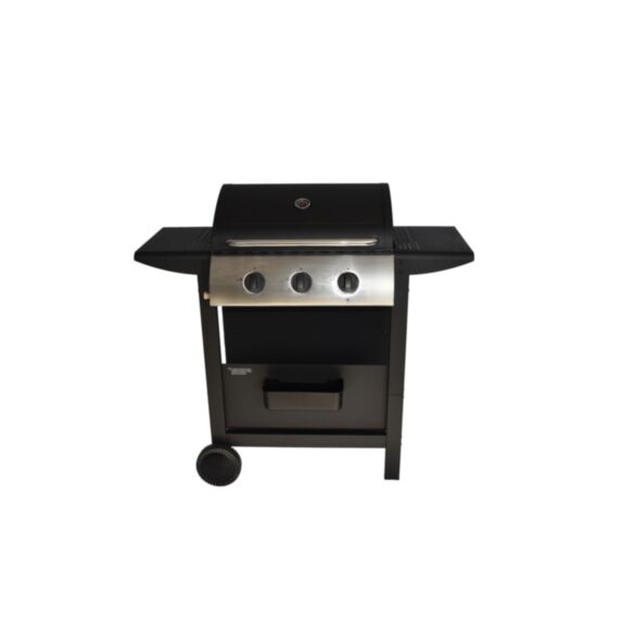 Barbecue gaz 3 brûleurs Acier peint 100x51cm noir