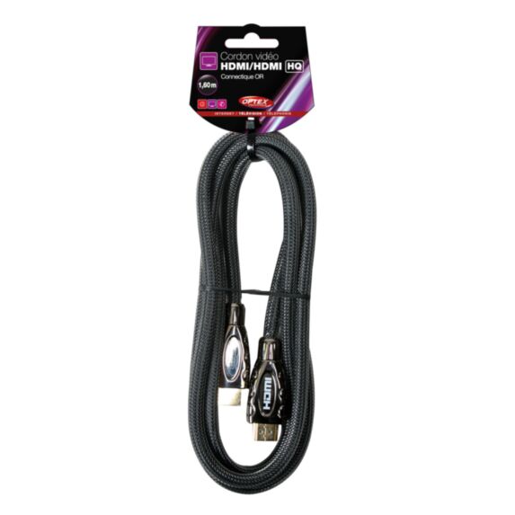 Cordon HDMI haute qualité noir tressé - OPTEX