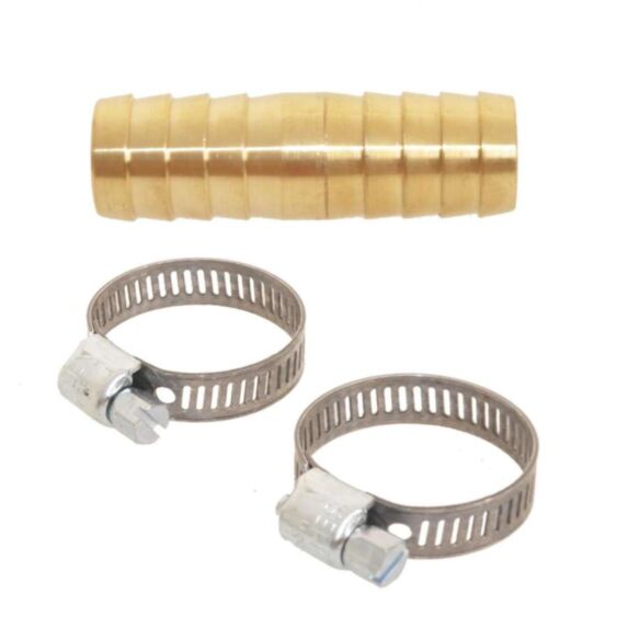 Jonction cannelée laiton Ø15mm + 2 colliers acier - TECHNO