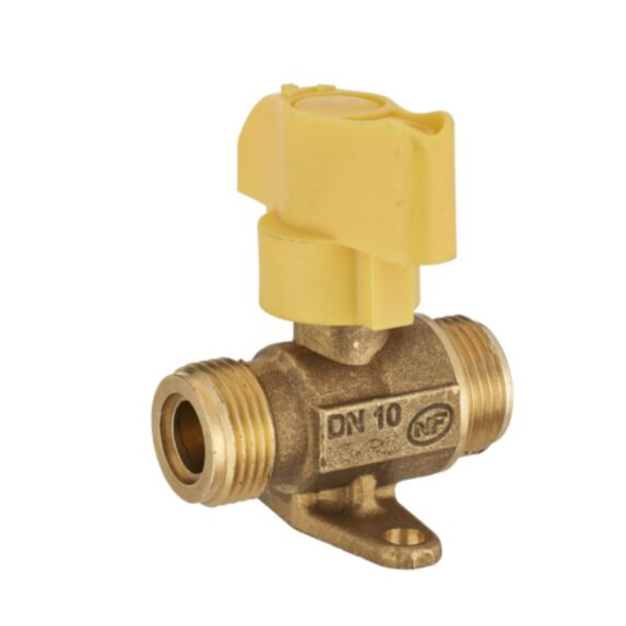 Vanne arrêt gaz butane-propane jaune 1/4T mm20x150 - NOYON THIEBAULT