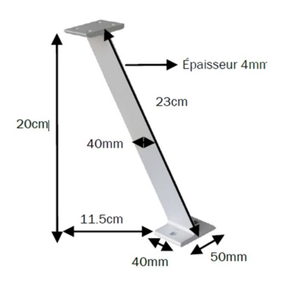 2 pieds de snack aluminium pour cuisine Haut 20cm