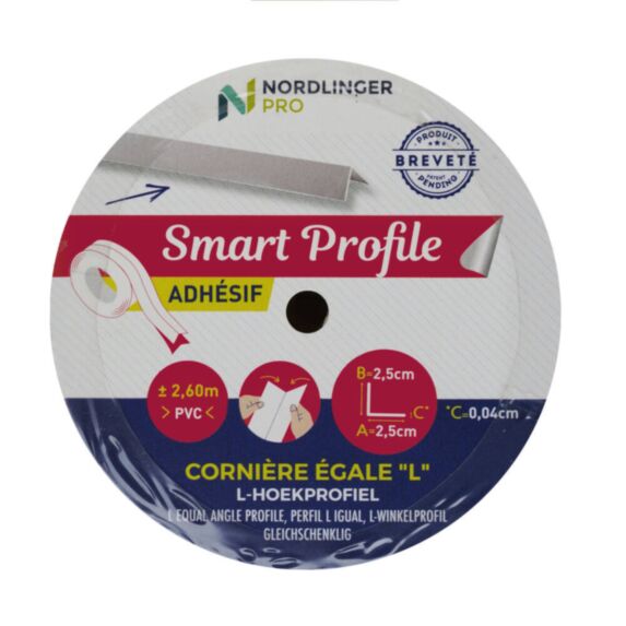 Smart profile angle égal PVC adhésif en rouleau blanc 2,5x2,5cmx2,6m - NORDLINGER PRO
