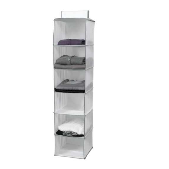Rangement Pulls 6 Niveaux Blanc/Gris 30x30x128cm