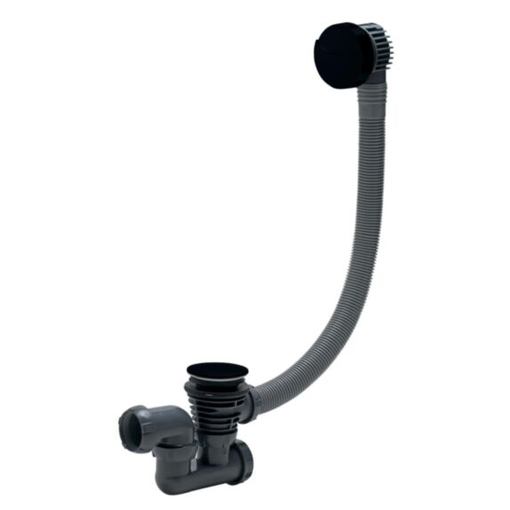Vidage baignoire ABS dôme noir et siphon orientable - WIRQUIN