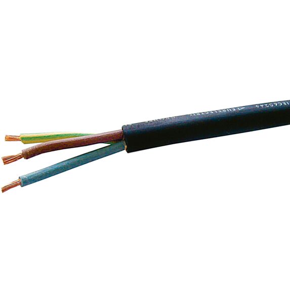 Câble domestique H07RN-F 3G1,5 75m au mètre noir - ELECTRALINE