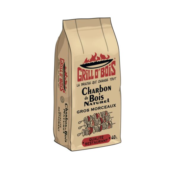 Charbon de bois 40 litres premium « Qualité Restaurant » - GRILL O'BOIS